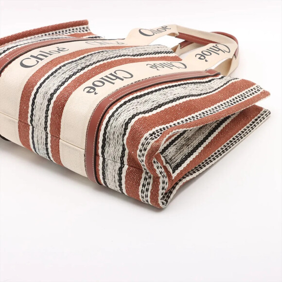 Chloe Woody Large Canvas X Leather Tote #238575C47B - Picture 3 of 12